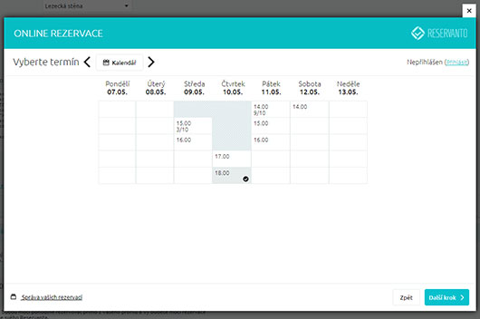 Poté si vybere vhodný termín.