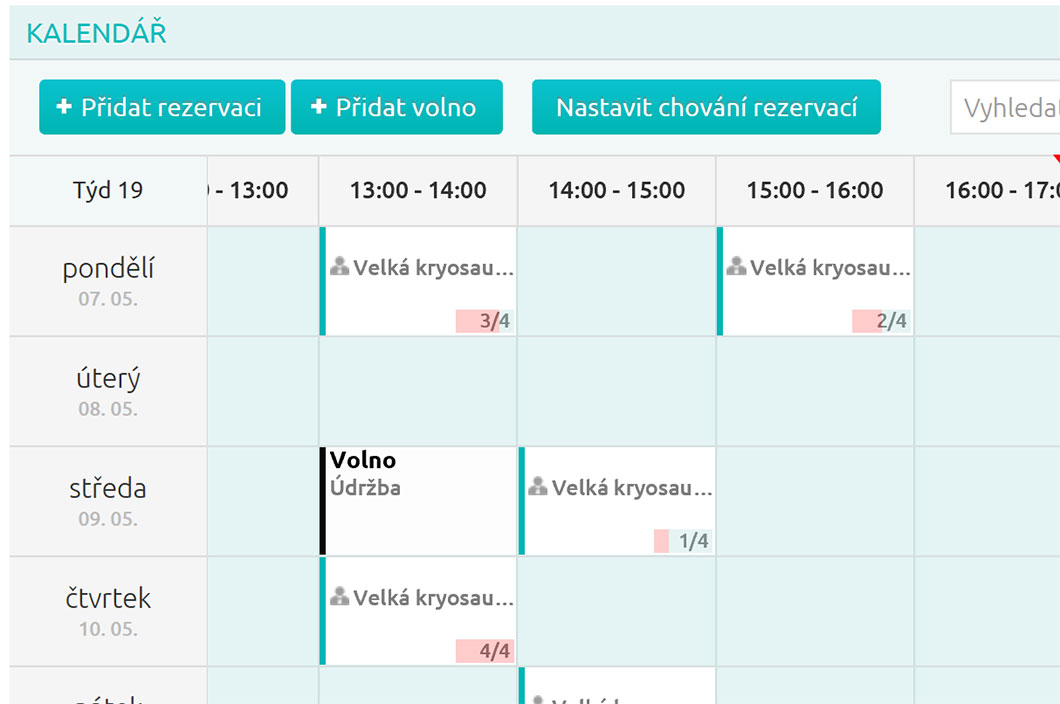 Takto vypadají vaše skupinové rezervace.