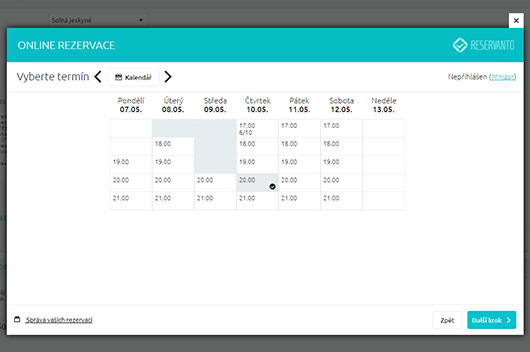 Poté si vybere vhodný termín.