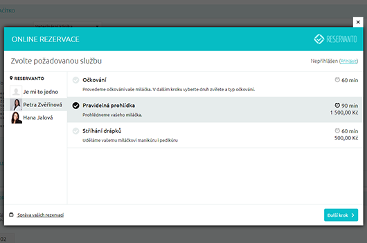Takto vypadá výběr termínu z pohledu zákazníka.